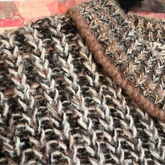 Vintage Cropped Acrylic Sweater Brown Chunky Knit Casualon Peter Freund - Picture 3 of 9